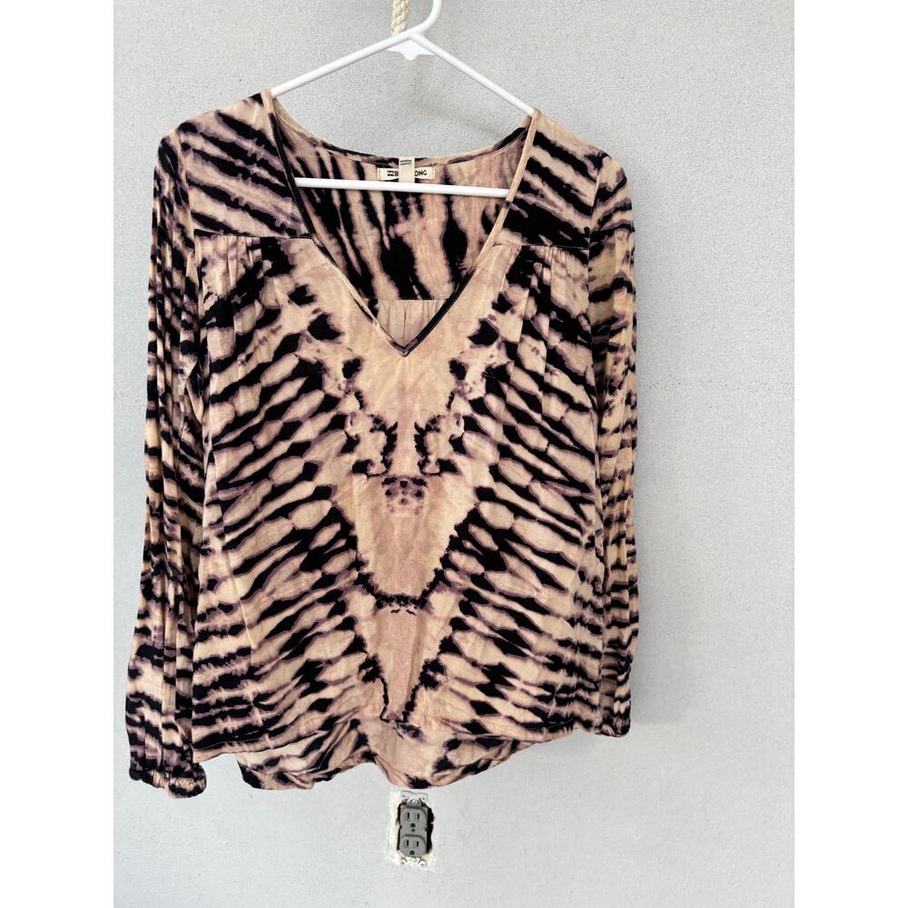 Billabong Y2K V Neck Long Sleeve Tie Dye Blouse Size S